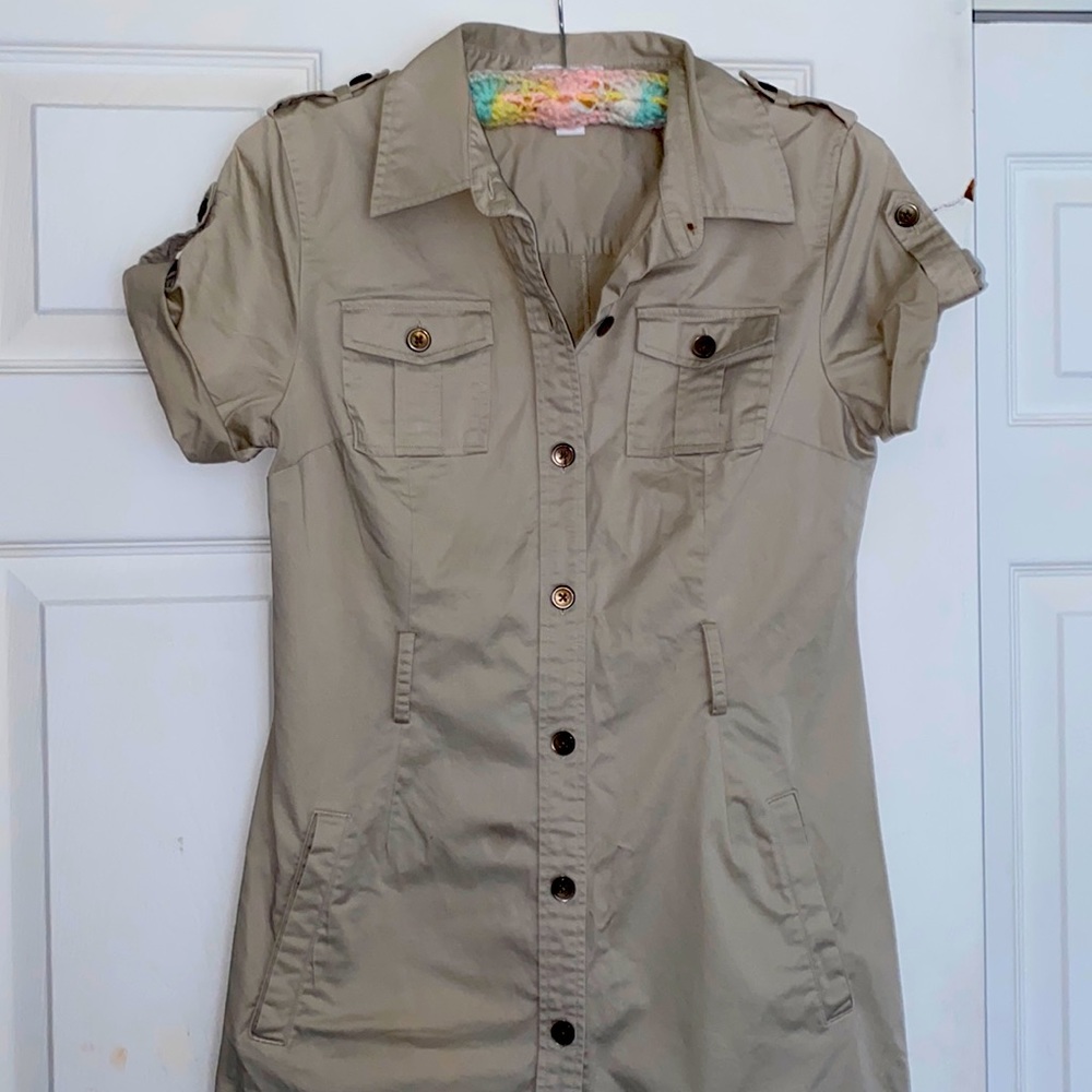 Calvin Klein Button Down Khaki Dress